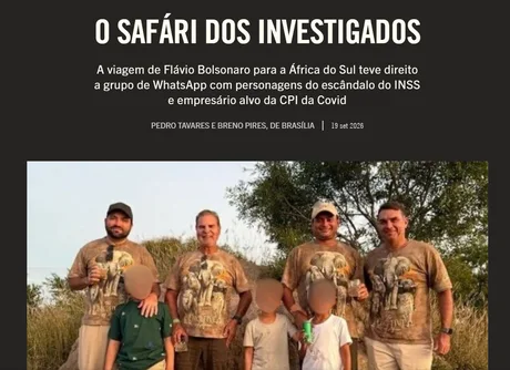 Captura de reportagem sobre viagem de Flávio Bolsonaro e pessoas citadas no próprio material.