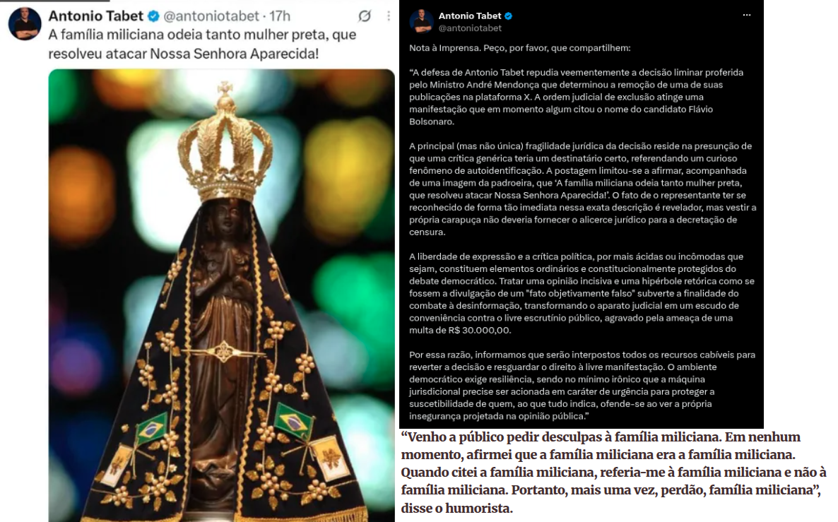 Antonio Tabet, Nossa Senhora Aparecida e decisão de André Mendonça